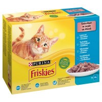 Friskies Cat alutasak 12x85g Szószban Lazaccal/Tonhallal/Szardíniával/Tőkehallal