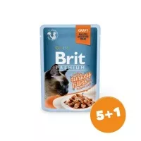 Brit Premium Cat Delicate Fillets alutasakos nedvestáp pulyka szószban 5x85g +1 ajándék