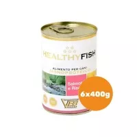 Healthy Fish lazac 95% monoproteines paté, rizzsel felnőtt kutyáknak 6x400g