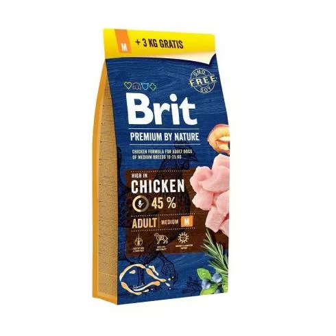 Brit Premium By Nature Adult Medium 2x15+3kg