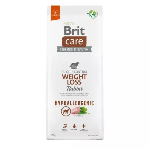 Brit Care Dog Hypoallergenic Weight Loss nyúl, rizs kutyatáp 12kg