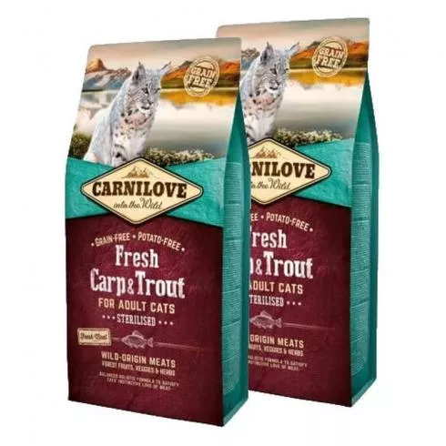 Carnilove Fresh Adult Cat Carp&Trout Sterilised - Ponty és Pisztráng Hússal 2x6kg