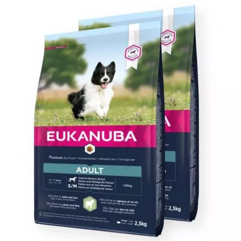 Eukanuba Adult Small&Medium Lamb&Rice 2x2,5kg