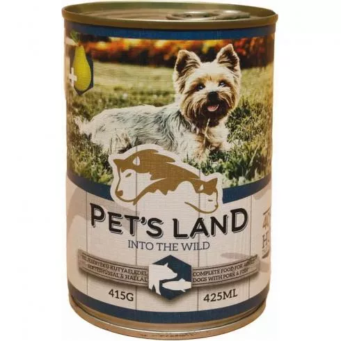 Pet s Land Dog Konzerv Sertés-Hal körtével 415g