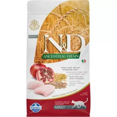 N&D Cat Ancestral Grain csirke, tönköly, zab&gránátalma adult 1,5kg