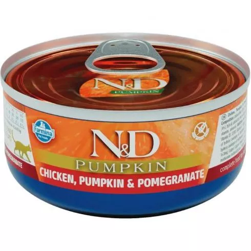 N&D Cat konzerv csirke, sütőtök&gránátalma 70g