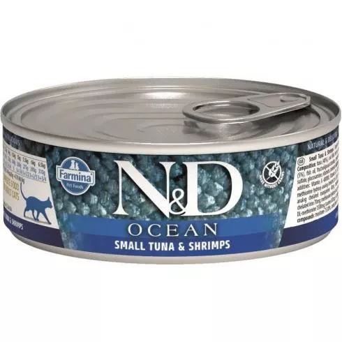 N&D Cat Ocean konzerv tonhal&garnélarák 80g