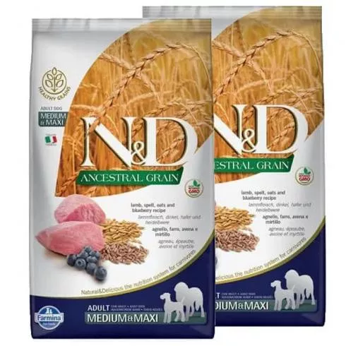 N&D Dog Ancestral Grain bárány, tönköly, zab&áfonya adult medium&maxi 2x12kg