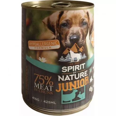 Spirit of Nature Dog konzerv Junior Bárányhússal és nyúlhússal 415gr