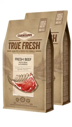 Carnilove True Fresh kutyatáp - Marha, borsó és sütőtök 2x11,4kg
