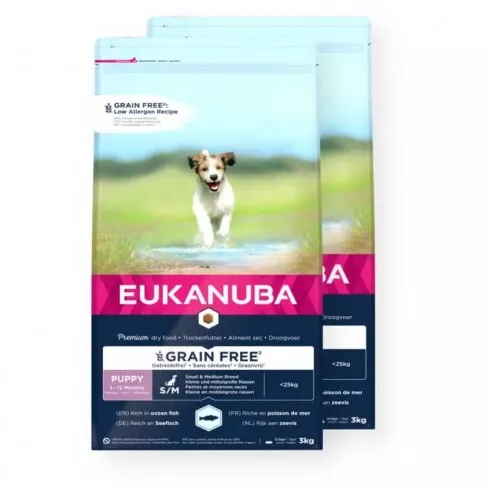 Eukanuba Puppy & Junior Grain Free Small&Medium Ocean Fisch 2x3kg