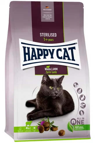 Happy Cat Sterilised Weide Lamm 4kg - bárányos száraztáp ivartalanított felnőtt macskáknak