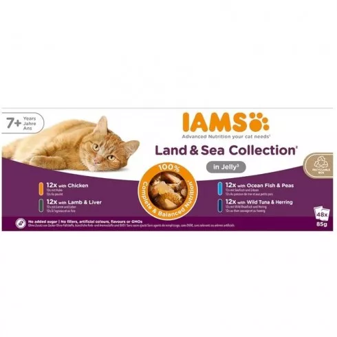 -Iams Cat Delights Senior Land&Sea Multipack Aszpikban 48x85g
